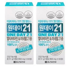 종근당건강 원데이21 멀티비타민 & 미네랄21종 60정 2개