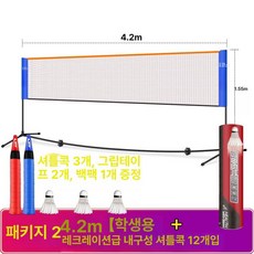 이동식 미니 족구네트 휴대용 간이망 족구연습용품 그물망, 1개, 패키지 4.2m 가정용+1통 12개