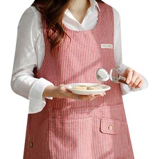 한스갤러리 모던 스트라이프 앞치마 Free, 레드, 1개