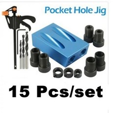 ZK30 목공 경사 구멍 로케이터 드릴 비트 포켓 구멍 지그 키트 15도 각도 드릴 가이드 세트 구멍 DIY 목공 도구 협력사 1개, 15 pcs * 15개