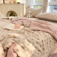 A類雙層紗夏涼被抗菌可機洗兒童空調被子被芯牀蓋四件套夏天薄款, 春芽