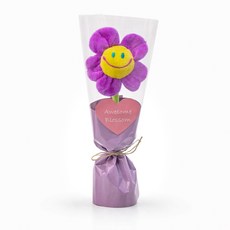 몽실이네 스마일꽃인형 한송이 꽃다발30cm 연주회 졸업식 기념일 미니꽃다발 인형꽃다발추천, 1개, 보라