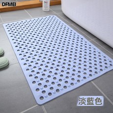 DFMEI 浴室墊防滑墊淋浴房洗澡防摔地墊PVC家用衛浴按摩腳墊子, 1個, 淺藍色【大孔超強瀝水】
