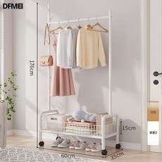 DFMEI 衣架落地立式臥室可移動特厚加粗晾衣架家用晾衣架陽臺掛衣服架子, 單層-白色60:無規格