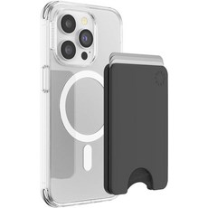 PopSockets 미니멀리스트 슬림 폰 지갑 휴대폰 카드 홀더 무선 충전 호환 그립 없는 MagSafe와 호환 - 블랙, Phone Card Holder, Wireless Ch, Black