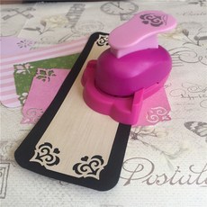 YOLQ兒童DIY壓花器工具，印花機邊紋鏤空壓花器，直角圓角壓花機, 8愛心, 1個