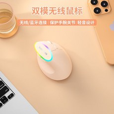 인체공학적 손목보호 마우스 컴퓨터 노트북 소형 수직마우스, 밀크티 RGB 충전