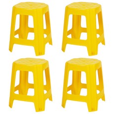 지오리빙 플라스틱 사각의자 4p 간이 야외 포장마차 편의점, 4개, 옐로우