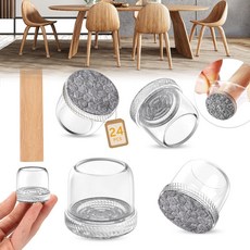 24피스 엑스트라 스몰 의자 다리 바닥 프로텍터 가구 슬라이더 견목 바닥용 의자 다리 프로텍터 미끄럼 방지 펠트 가구 패드 바닥 보호를 위한 원형 실리콘 캡 커버(1.3, XS-Clear(Fit 0.5" - 0.75"), Round