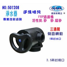 三通閥FRP桶手動沖洗控制閥.水塔過濾器.餐飲.淨水器.RO純水機前置.地下水處理, 1個