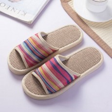 슬리퍼 린넨 커플 거실 실내용 슬리퍼 거실화 HIKT 층간소음 [1EA 또는 1set 구성], 여성 핑크