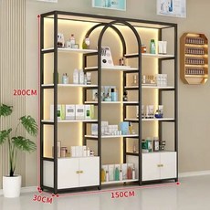 화장품 진열장 캐비닛 수납장 업소용 선반 150x30x200 정리대 뷰티 전시대 네일샵 랙, V. 캐비닛 포함 15030200  무료 조명