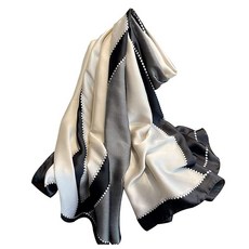 Aufeel 패션 스카프 100% 새틴 실크 롱 경량 자외선 차단 숄 랩 여성용 헤어 스카프 플라워 프린트 라지 141410, 블랙 L