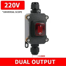 1/5/20pcs IP65 방수 해양 로커 스위치 LED 12V/24V/220V 야외 정션 박스 인라인 전원 코드, 02 5 PCS, 02 Double  red 220V, 1개