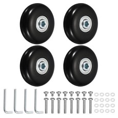 YELARXI 교체용 수하물 바퀴 여행 가방 교체 키트 54x18mm 2세트 고무 블랙 장착 회전 캐스터 베어링 수리교체롤러 백가방스피너 3000072