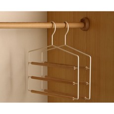 櫸木不鏽鋼多層褲架 圍巾毛巾收納架, 1個, 【三層多功能收納】褲架-陶瓷白,【金屬與原木致美融合】1個裝