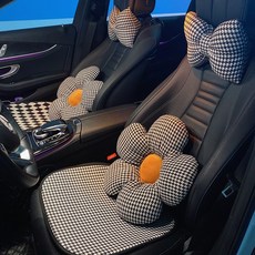 자동차 허리 베개 카시트 허리 지원 등받이 허리 쿠션 목 베개 쿠션 자동차 용품, 꽃 오렌지 허리 쿠션 머리 받침 여섯 조각, 1개