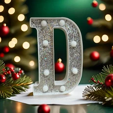 LED 조명 글자 실버 알파벳 번호 야간 집 크리스마스 생일 파티 용품 장식 21cm, 12 D, 01 21cm
