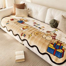 毛絨沙發墊2026秋冬季新款法式加厚坐墊子可愛風固定防滑蓋布, 1件, 糕布熊