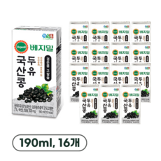 베지밀 국산콩 두유 검은콩 고칼슘, 190ml, 16개