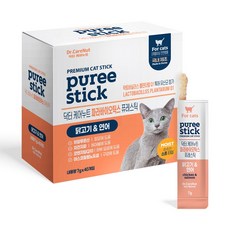 닥터케어누트 고양이 퓨레스틱 짜먹는 간식 짜먹는 영양간식 파라바이오틱스 40p, 1개, 280g, 혼합맛(닭고기/연어)