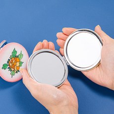 패브릭 손거울만들기 2개 미니손거울 민화그림, 1세트, 모란2개