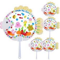 키득키득 물고기 여름 스티커 투명 여름부채 만들기 패키지, PK43 물고기, 단일색, 5개