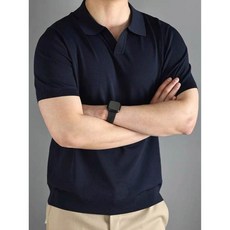 2026男士夏季針織POLO衫短袖T恤 藏青色 成熟穩重 冰絲涼感運動休閒商務衫