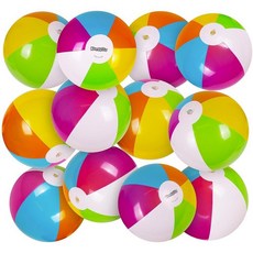 Kangaroo 12팩 공기 주입식 네온 비치 볼 벌크 어린이 및 성인용 I 수영장 파티 선물 수영장 장난감 I 어린이 비치 볼 수영장 및 해변 파티용, 네온 볼 12팩