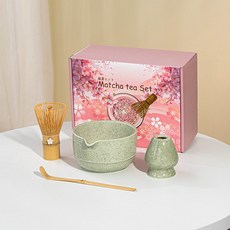 日式抹茶茶具套裝7件套 抹茶碗 Matcha set tea, 1個, FJT櫻花蝴蝶結直口碗抹茶色4件套,其它