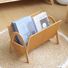 Arvo Home 藤編擺設架 雜誌架 書報架 收納架 峇里島風置物架 無印風收納籃 書架 編織雜誌架 藤編書報架籃, 1個, 仿藤拱形雜誌架｜只能宅配