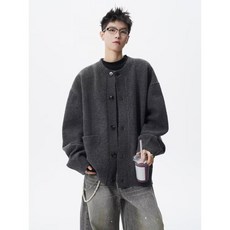 開衫毛衣美式復古休閒慵懶風針織衫男純色外套