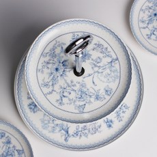 로얄 도자기 2단 케이크 스탠드+선물케이스, 로얄 블루, 1개