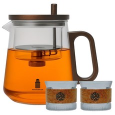 웜쿨러 원터치 우드 티머그 찻잔 세트, 1세트, 800ml, 그레이