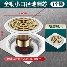 全銅小口徑地漏芯 防臭防堵, 【全銅】防臭防堵通用安裝(一只裝), 1個