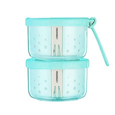 홀로홀로 후르츠팟 과일컵 2단 적층 샐러드통 밀프랩 용기 2개세트, 1세트