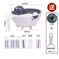 廚房好物精選 傢用多功能切菜器 廚房切菜神器瀝水籃 切絲切片刨絲器 土豆絲擦絲器, 1個, 多功能切菜器六組閤（加強款）