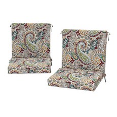 DYTXIII 야외 미드백 의자 쿠션 2개 세트 50.8 x 43.2cm2-20 17인치 방수 및 변색 방지 파티오 시트 쿠션 고탄력 폼 다이닝용 미끄럼 타이 발코니 가, 페이즐리 칠리