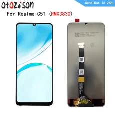 Oppo Realme C51 RMX3830 용 6.74 "IPS 스크린 프레임 어셈블리가있는 LCD 디스플레이 터치 패널 디지타이, 01 LCD No Frame