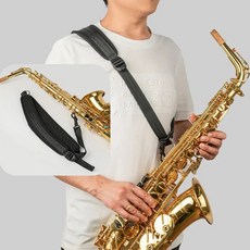 쿠션형 패브릭 색소폰 스트랩 관악기 목걸이, 1개, 블랙