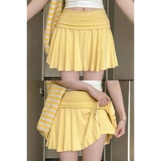 健身短裙 啄木鳥黃色運動網球裙女夏季高腰顯瘦垂感美式辣妹防走光百褶短裙