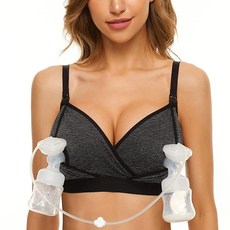 펌핑 브라 핸즈프리 펌핑 브라 및 수유 브라 조절 가능한 무선 편안한 펌프 브라 플러스 사이즈 유축기에 적합 블랙., 회색