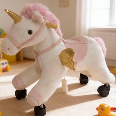 바퀴 달린 미니 말 씽씽이 장난감 인형의자, 1 Size, 1개, 핑크 유니콘 말