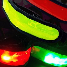 LED 팔찌 야간 러닝 조깅 라이딩 안전 야광 발광 빛 반사 신호 운동 보호대, 1개, 네온