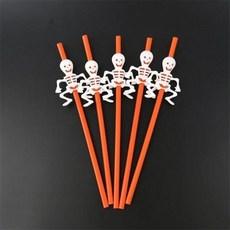 5Pcs 할로윈 빨대 홈 파티 장식 휴일 바 해골호박, 4)orange and white