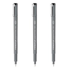 스테들러 피그먼트 라이너 308 잉크펜/드로잉, 0.2-검정, 3개입