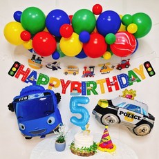 스마일파티 타요 풍선 생일파티세트 자동차풍선, 5세