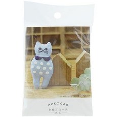 일본 직배송 조각 자수 키트 네코가오 브로치 물방울 무늬 높이 3.1 x 1.6인치8 4cm PHC-103-2361-28-054-002