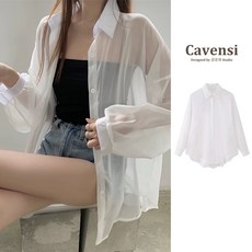 Cavensi 翻領透膚防曬長袖襯衫