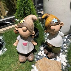 雪之屋 園藝裝飾 庭院造景 小矮人娃娃 一對 花園庭院戶外裝飾擺件, 小矮人